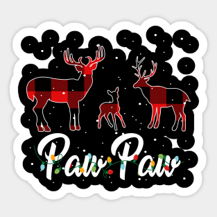 Paw Paw Reindeer Plaid Pajama Shirt Family Christmas Sticker